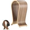 Tuwyii Supporto per Cuffie in Legno Stand Espositore Universale, Forma a U Base Antiscivolo Durevole per Display Auricolare Porta Cuffia da Scrivania (Noce)