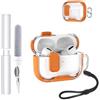 toergy Custodia per Apple AirPods Pro 3 / Pro3 Earbuds, in morbido TPU + PC Clear Cover, con funzione staffa, impermeabile, antiurto, facile da trasportare, con cordino, portachiavi e kit di pulizia