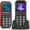 ukuu Telefono Cellulare per Anziani 4G con Tasti Grandi, Dock di Ricarica - Cavo USB C e pulsante SOS telefoni per anziani cellulari Facili da Usare Nero