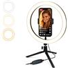 Kilby Ring Led Light da Tavolo 12 30cm Regolabile per Selfie, Video, Foto, Tiktok - Lampada Led Anello per Smartphone con 3 Modalità di Illuminazione - Dotato di Treppiede e Pulsantiera - Instagram e YT