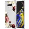 Jhxtech Custodia per Galaxy Note 9, Samsung Note 9 SM-N960F ragazze donne, sottile, antiurto, trasparente, motivo floreale, morbida e flessibile in TPU, custodia protettiva per Samsung Galaxy Note 9