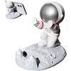 JOZMMZEOOA Astronauta Supporto Telefono,Universale per Porta Cellulare da Tavolo Carino in Piedi Scrivania Supporto Tavolo Portatile Appoggia Telefono,per Iphone Support Tavolo (Spinta a Mano-Argento)