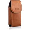 Hengwin Marsupio in Vera Pelle, Custodia Porta Cellulare per Samsung S25 S24 S23 Ultra S25+ iPhone 16 Plus 16 15 14 13 ProMax Copertura Telefono con Fondina Marsupio da Viaggio Porta Soldi Vita Uomo