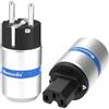 Monosaudio E106R/F106R High End HiFi spina EU con superficie rodiata, connettore di alimentazione Schuko IEC femmina Power Plug (One Pair placcato rodio)