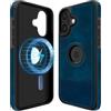 COODIO Logo-View Custodia in Pelle per iPhone 16 Plus 6,7 Pollici, Cover Magnetica Compatibile con MagSafe, Custodia Sottile e Creativa, Blu Reale