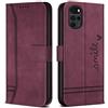 Bravoday Cover per Moto G22, Flip Custodia in Pelle PU Portafoglio Custodia per Moto G22, con Slot per Schede, Vino Rosso