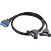 YACSEJAO Cavo USB 3.0 Frontpanel Y 30 cm, scheda madre 19/20 pin a doppia USB 3.0 A femmina adattatore per PC alloggiamento, con inserti blu e fissaggio a vite
