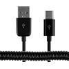 JSER - Cavo dati USB 3.1 tipo C a USB a spirale a molla da 3 m, colore: Nero