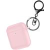 LJLB Custodia Compatibile con AirPods, Copertina Protettiva in Silicone Compatibile con Apple AirPods 2 e 1, Supporta la Ricarica Wireless, con LED Frontali, con Un Portachiavi, Rosa