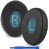 Linkidea Cuscinetti di ricambio compatibili con Bose On-Ear OE2, OE2i, SoundTrue, SoundLink On-Ear (OE), cuscinetti auricolari (pelle proteica/maglia nera-blu)