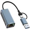 Omivine Adattatore da USB a Ethernet 2,5 G, adattatore Ethernet 2 in 1 da USB-C a RJ45 LAN 100/1000/2500 Mbps per PS4/5, Switch, Steam Deck, XPS, TV Box, iPad, MacBook, smartphone, tablet, laptop, ecc