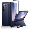 SURITCH Cover per Samsung Galaxy Z Fold 6 2024, Custodia per Samsung Z Fold 6 5G con Protezione dello Schermo Anteriore + Cavalletto + Slot per penna S, blu