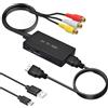 Amtake Adattatore AV a HDMI, 1080P AV a HDMI, adattatore da PS2 a HDMI con cavo HDMI per PS2/PS3/Xbox/SNES/N64/STB/VHS/VCR Videoregistratore DVD, supporta PAL/NTSC