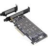 RIITOP Scheda adattatore Dual NVMe a PCIe X8 X16, 2 x 32 Gbps Full Speed, M Key M.2 SSD Reader (PCIE Bifurcation)