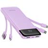 Charmast Batteria esterna 10000mAh con 4 Cavi Integrati Batteria Portatile USB C Sottile Power Bank con 6 Uscite e 3 Ingressi per iPhone 12 13 11 Samsung S21 S22