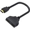 SEMINISMAR Adattatore Splitter HDMI, 1080P, 1 in 2 Out, Nero, 30 cm