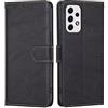 RankOne Cover per Samsung Galaxy A23 5G (6.6 Inches), Custodia Flip Pelle Portafoglio, Magnetica Libro Bumper Cover Case - Nero