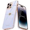 Teageo Compatibile per iPhone 14 Pro Max, Custodia per Cellulare Ragazze con Motivo a Cuore Carino Protezione per Fotocamera Elettrolitico Morbido Protettiva Cover per iPhone 14 Pro Max, Viola