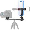 JUBORUI Adattatore Cellulare per Treppiedi, Dual DSLR Flash Camera Staffa con 3 Vite da 1/4 & 4 Cold Shoe, Rotazione 360º Adattatore per Smartphone con Treppiedi per iPhone 16 Pro Max Galaxy S24