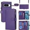 Cavor Cover Google Pixel 8 PRO con Cordino,Flip Portafoglio Custodia in Pelle,[9 Porta Carte][Chiusura Magnetica],Custodia Libro Cover con Laccio per Google Pixel 8 PRO - Viola