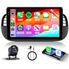 Hodozzy 4GB+64GB Autoradio per Fiat 500 2007-2015 Android 9 Pollici InCell Schermo Carplay Wireless Android Auto, Radio 2 Din Touchscreen per Fiat 500 Bluetooth DSP GPS Navigatore WiFi RDS Telecamera