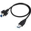 GINTOOYUN Cavo USB 3.0 A a B con vite per montaggio a pannello, cavo ad alta velocità da A maschio a B per stampante, monitor, docking station, driver rigidi esterni, scanner