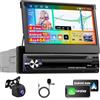 Motorsi 1 Din Autoradio con IOS Carplay Android Auto Supporta Radio DAB DSP OBD2, 4+64G Autoradio Touchscreen IPS da 7'' con Bluetooth 5.0, EQ, GPS + Telecamera Posteriore AHD e Microfono