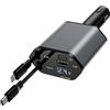 VOKO Caricabatteria da auto 4 in 1, 120 W PD/QC ricarica rapida, VOKO Caricabatterie da accendisigari con cavi retrattili per iPhone 15/16/17/14, Samsung Galaxy, iPad, Airpads, tutte le auto (USB-C + USB-A
