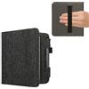 kwmobile Flip-Cover Compatibile con Kobo Libra Colour - Full-Case Anti-graffio con Porta-Carte Fascia Prensile - Tessuto Grigio Scuro