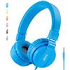 ONTA gorsun® Cuffie per Bambini, Pieghevoli Leggere On Ear Auricolari per Bambini Ragazzi e Ragazze, Comode Audio Cuffie per Bambina per Cellulare/Smartphone /Tablet/ Mp3-Blu