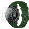NOKOER Cinturini per Honor Magic Watch 2 46mm, [2 in 1] TPU Silicone Cinturino + 3 Pezzi Pellicola Protettiva, [Resistente all'Usura] [Traspirante] per Honor Magic Watch 2 46mm - Verde dell'Esercito