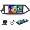 Roinvou 2+64G Schermo Radio per KIA Picanto TA 2011-2016 con Wireless Carplay Android Auto, Android Autoradio 9 Pollici Stereo Auto con WIFI GPS Bluetooth EQ FM/RDS SWC Telecamera Posteriore