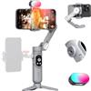 AOCHUAN Stabilizzatore cardanico per telefono a 3 assi per registrazione video, giunto cardanico portatile per iPhone e Android con tracciamento AI, filettatura 1/4, luce magnetica RGB, stabilizzatore