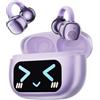 ZOMBIES CAT Cuffie Open Ear Wireless Bluetooth 5.4,Clip-On con Touchscreen, Cuffie Sportive 3,7g,Chiamate Chiare AI-ENC, Impermeabili IP45, 65 Ore di Riproduzione, HY-C02,Viola