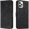 Bravoday Cover per iPhone 13 PRO Max, Flip Custodia in Pelle PU Portafoglio Custodia per iPhone 13 PRO Max, con Slot per Schede, Nero
