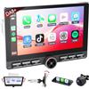 Haudio DAB Autoradio 1 DIN Bluetooth con CarPlay wireless & Android Auto,con schermo 10 pollici Touchscreen Lettore, FM/AM Radio,Telecamera di backup,Bluetooth 5.0,AUX
