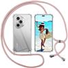 ISOI Cover con Cordino per Honor 400 Pro 5G, Custodia Trasparente con Collana Tracolla Laccio Collo Ultra Sottile Morbido TPU Silicone Antiurto AntiGraffio Case, Rosa