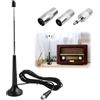 SopwMap Antenna Radio DVB FM Telescopica, Antenna Telescopica Radio con Base Magnetica e Cavo da 3 Metri per TV Portatile, Sintonizzatore Radio Digitale, Amplificatore AV, Inclusi 3 Adattatori