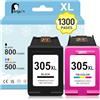 Penguin 305XL Cartucce per HP 305 Nero e Colore per Deskjet 2820e 2800e 4220e 2810e 2820 4222e 2821e 2822e 2823e 4230e 4210e 4200e Envy 6000 6400 6400e 6020e 6030e Cartuccia per HP 305 XL (2-Pack)