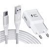 JupptElectronics Caricatore con cavo di Ricarica USB C Nylon Tipo C cavo 2 m Ricarica Rapida per Samsung Galaxy S21 S20 S8 S8+ S9 S9+ S10 S10 Plus A12 A20 A50 A51 A71 Note 8 Ricambio Originale Caricatore Rapido
