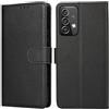 Keteen Custodia per Samsung Galaxy A53 5G, in pelle di alta qualità, pieghevole, con funzione leggio, scomparto per carte di credito, magnetica, antiurto, per Samsung Galaxy A53 5G, colore nero
