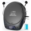 Greadio Lettore CD portatile con cuffie, lettore CD ricaricabile per auto e casa, lettore CD Walkman con funzione anti-skip, supporta CD/MP3/WMA/TF/AUX/blocco