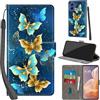 Haninsuze Cover per Motorola Moto G85 5G, farfalla dorata | Pelle PU Portafoglio, Porta Carte, Magnetica, Libro, Antiurto Custodia