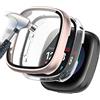 Acadeny 2 pezzi Custodia rigida compatibile con fitbit versa 4/ sense 2 con pellicola protettiva,9H Durezza Hart PC Case sottile in vetro temperato per Smart, Trasparente+oro rosa