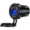 Thlevel Presa USB Caricatore Auto 45W PD Tipo C 18W QC3.0 Caricabatteria Adattatore Impermeabile con Interruttore Voltmetro LED e Visualizzazione della Potenza per 12V 24V Moto Camper Caravan