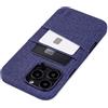 Dockem Custodia per Carte per iPhone 16 Pro Max con Piastra Metallica Incorporata per Montaggio Magnetico & 2 Tasche: M2 Luxe Custodia a Portafoglio in Pelle Sintetica Stile Tela (Blu)