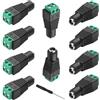 MEIRIYFA Adattatore DC da 12 V 5,5 mm x 2,1 mm, connettore di alimentazione DC 5,5 x 2,1 mm femmina a 2 pin, vite tipo senza saldatura per telecamera di sicurezza CCTV (10 pezzi, presa DC)
