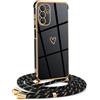 Mkej Custodia con Collana per Samsung Galaxy A13 5G/ A04S, Cover Donna Cuore amore con Cordino, Case con Laccio Tracolla Elettrolitico TPU Cover con Collana per Samsung Galaxy A13 5G/ A04S - oro nero