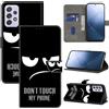 BOLELAW Don't Touch My Phone - Custodia a portafoglio per Samsung Galaxy A52/A52s, in pelle PU con [protezione antiurto TPU] [Standing Function] [cinturino da polso] per Samsung Galaxy A52/A52s,