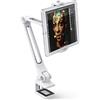 AboveTEK Supporto per iPad/Tablet a Braccio Lungo, Supporto Girevole a 360 ° e con Staffa Morsetti per culla Dispositivi da 4-11 Pollici per Cucina/Comodino/Scrivania da Ufficio/Display Vetrina